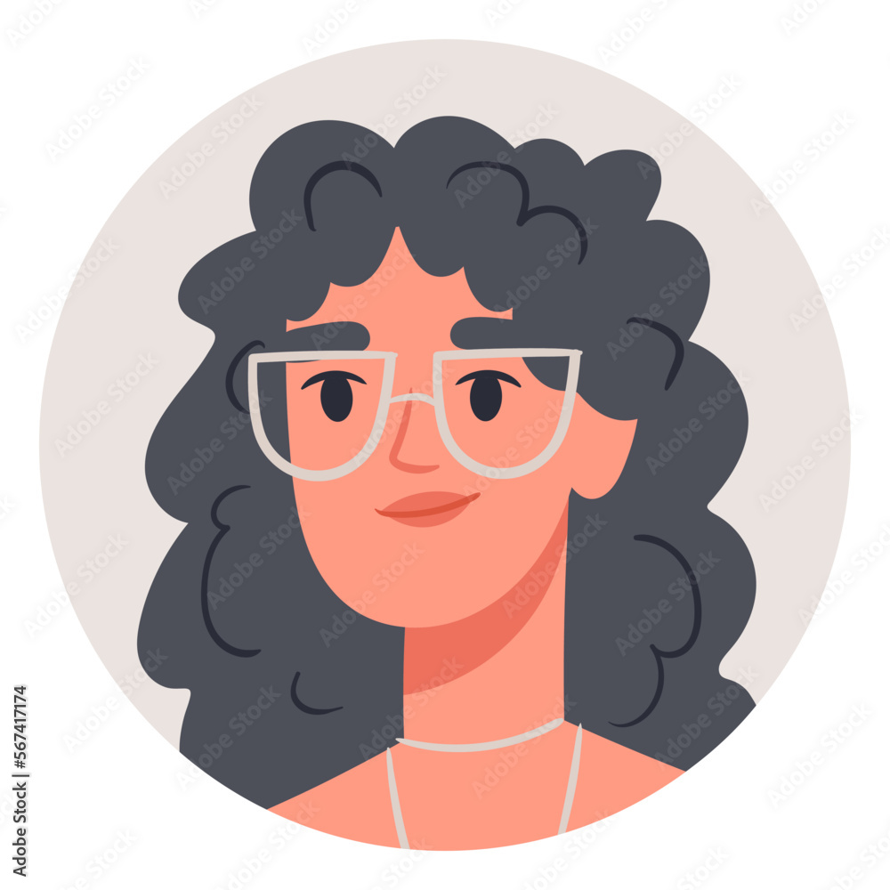 Beautiful girl avatar. Cartoon stunning woman portrait, cute female character flat vector illustration on white background Beautiful girl avatar. Cartoon stunning woman portrait, cute female character flat vector illustration on white background