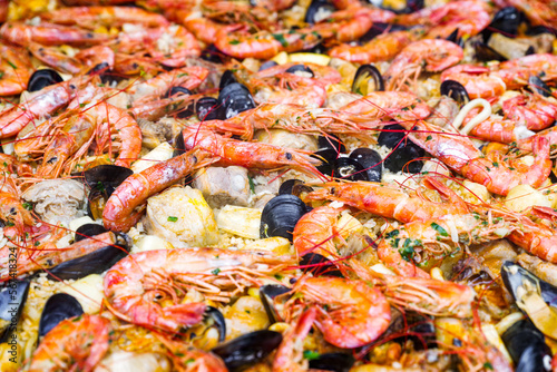 Seafood Paella with Mussels. Streetfood