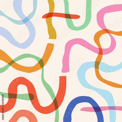 Colorful geometric shape background in trendy riso graph print texture style.