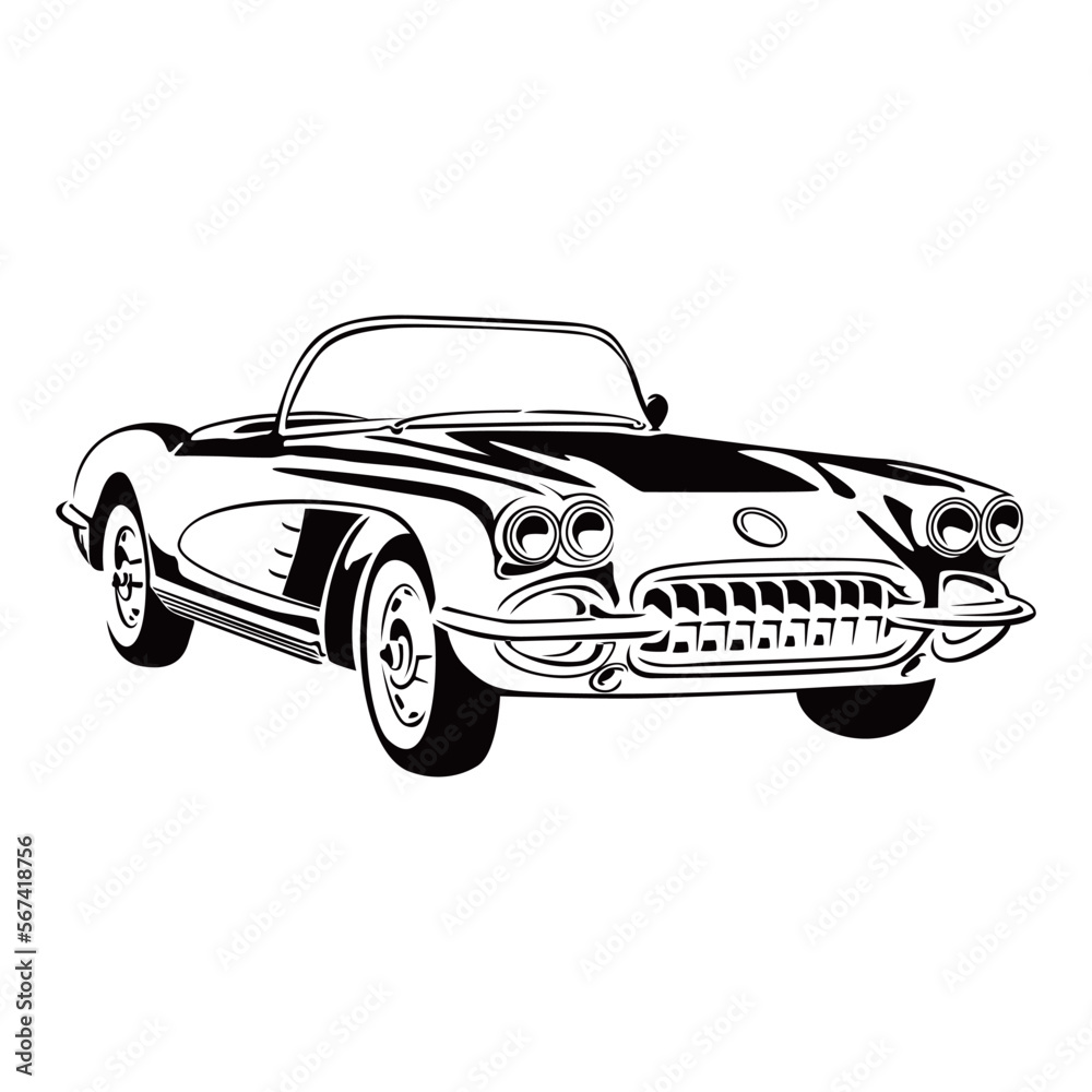 vintage car silhouette design. retro automobile icon, sign and symbol.