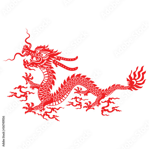 Happy chinese new year 2024 year of the chinese dragon zodiac with on color Background. ( Translation : happy new year, chinese dragon ) © Chef Kai Vector