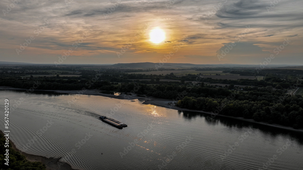 sunset over the river