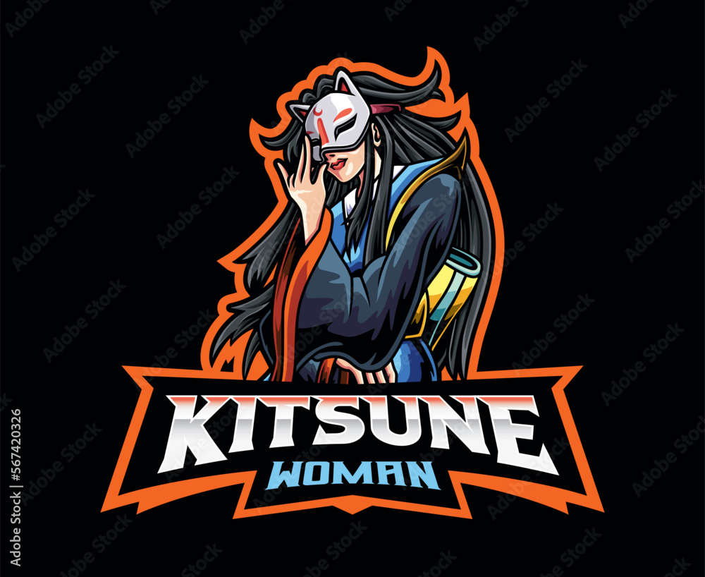Kitsune Woman Mascot Logo Design Kitsune Woman Mascot Logo Design