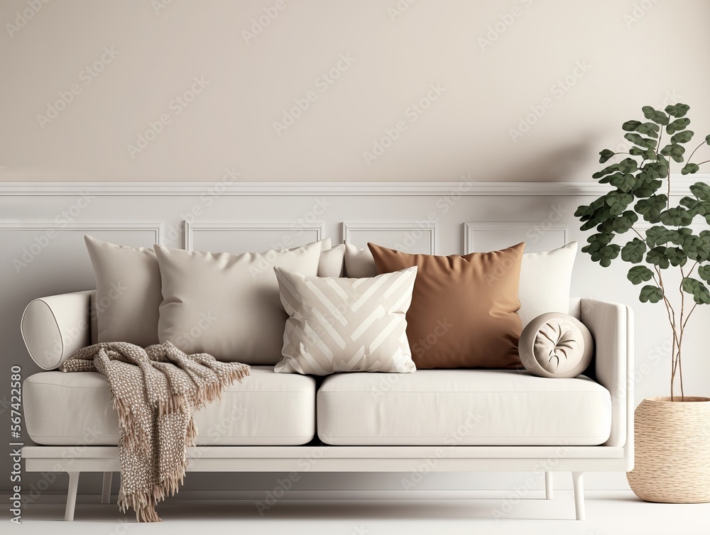 Light Scandinavian pastel interior made with Generative AI