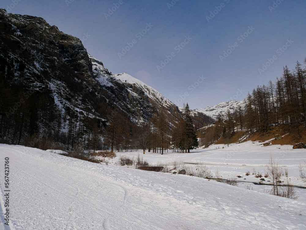 Winter around Gressoney-Saint-Jean, Valle d'Aosta,Italy.