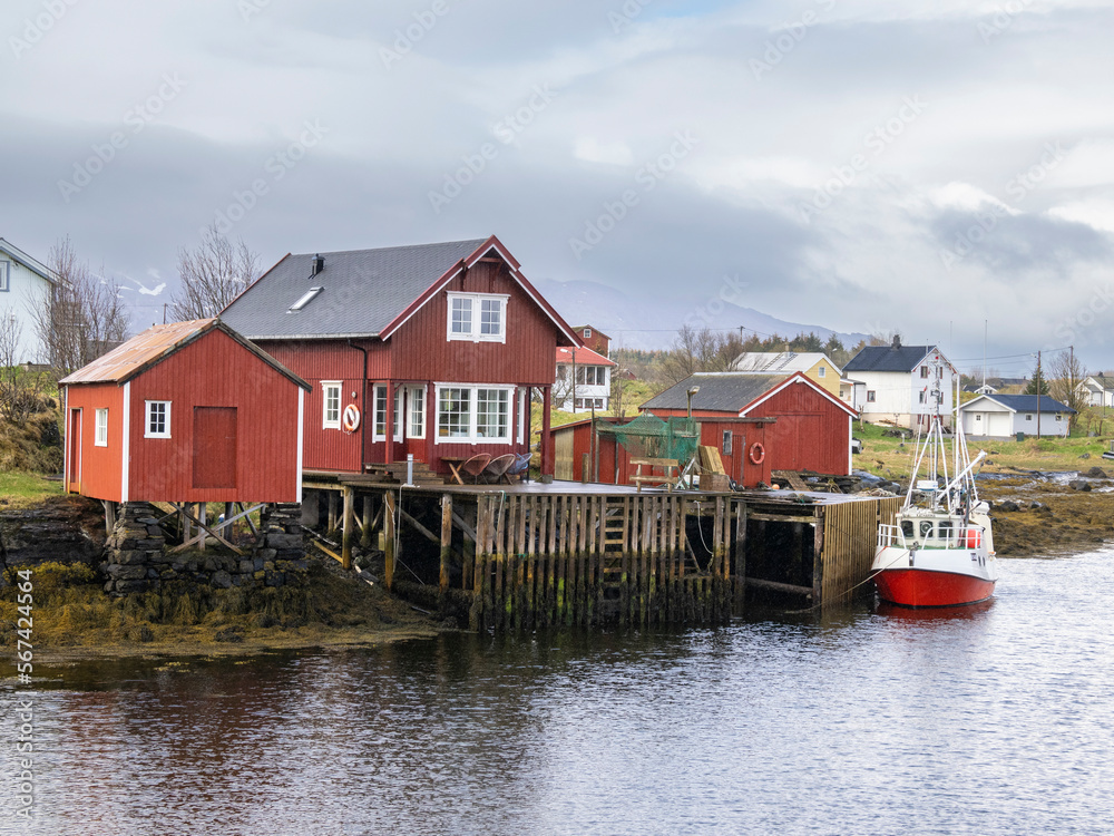 View of Nes harbor on Vega Island, one of about 6500 islands and skerries in the Vega Archipelago, Norway, Scandinavia, Europe View of Nes harbor on Vega Island, one of about 6500 islands and skerries in the Vega Archipelago, Norway, Scandinavia, Europe