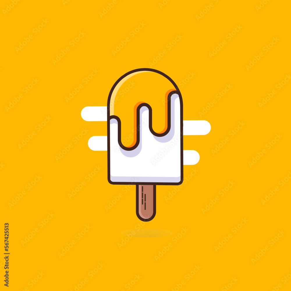 ice cream icon with yellow backround mango flavor ice cream icon with yellow backround mango flavor