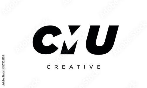 CMU letters negative space logo design. creative typography monogram vector