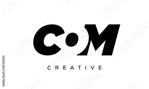 COM letters negative space logo design. creative typography monogram vector