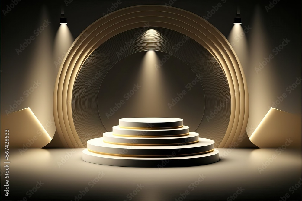 Obraz premium Stage podium with lighting (Ai generated)