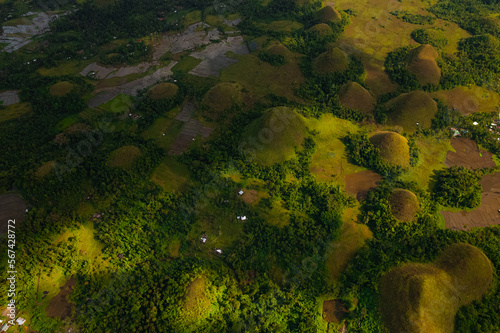 Chocolate hills, incoryable mountains in the center of the island of Bohol in the Philippines
