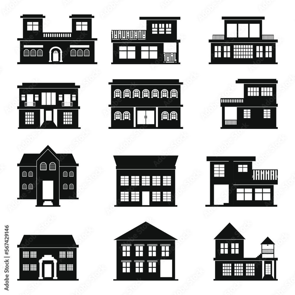Set of house silhouette vector illustration