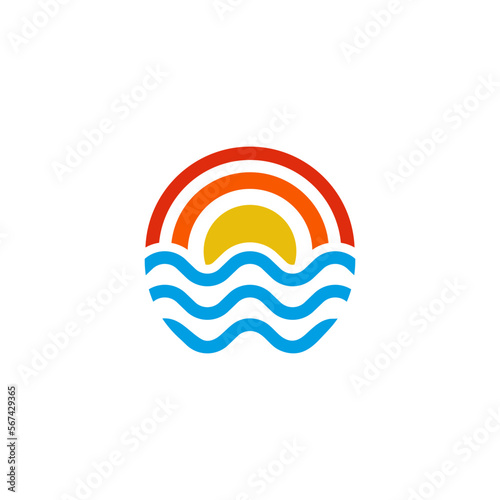 Sunset vintage logo with line style