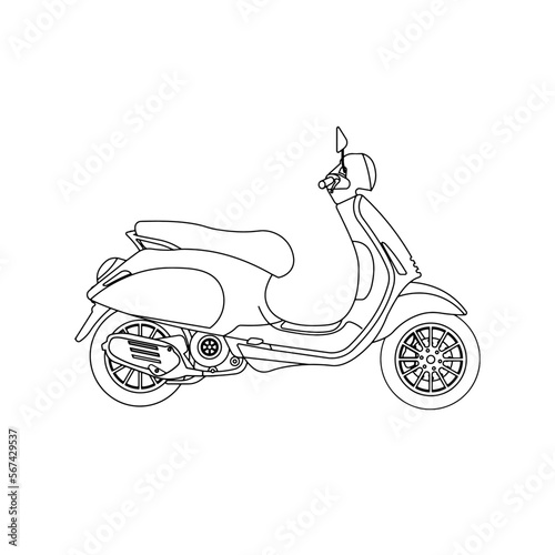 Vector illustration of scooter outline sketch