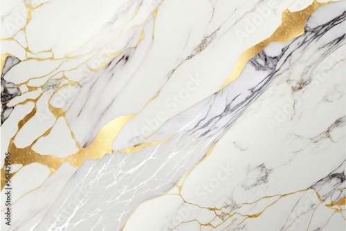 Marble white and gold texture pattern background (Ai generated)