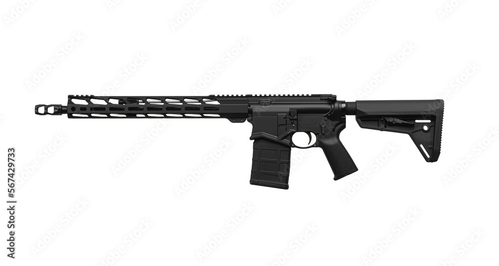 Modern automatic rifle isolated on white background. Weapons for police, special forces and the army. Automatic carbine. Assault rifle on white. Modern automatic rifle isolated on white background. Weapons for police, special forces and the army. Automatic carbine. Assault rifle on white.