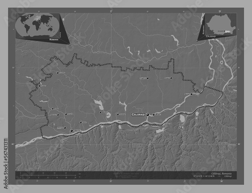 Calarasi, Romania. Bilevel. Labelled points of cities photo