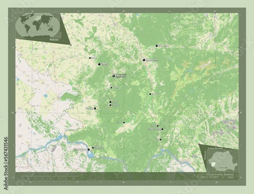 Caras-Severin, Romania. OSM. Labelled points of cities photo