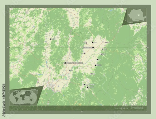 Covasna, Romania. OSM. Labelled points of cities photo