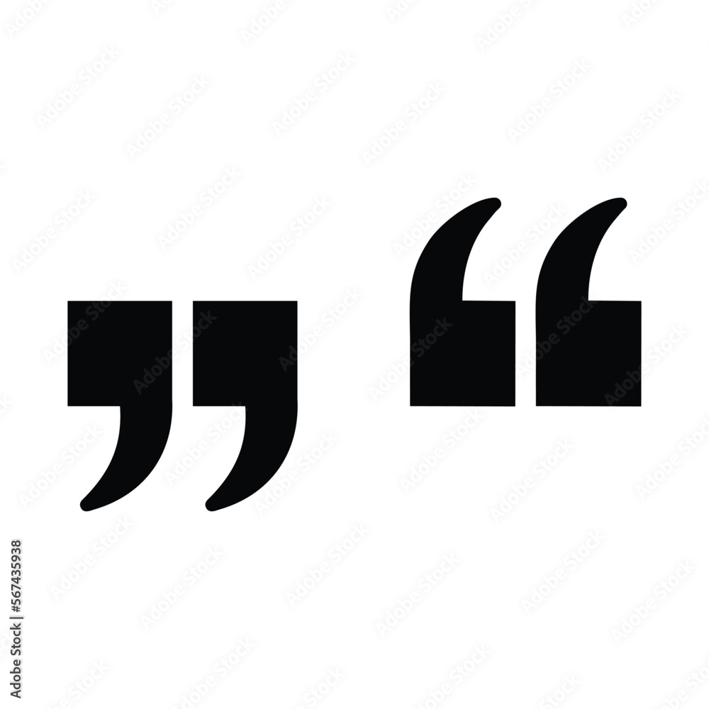 Quotation mark symbols, black isolated vector illustration Stock Vector