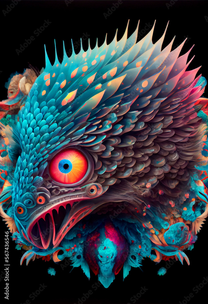 Obraz premium Generative AI abstract render of a surreal fantastic creature