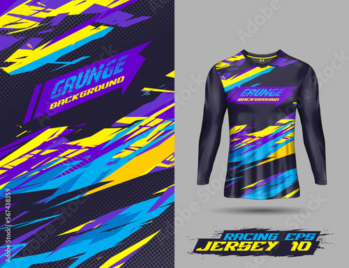 Long sleeve Tshirt abstract grunge background for extreme sport jersey team, motocross, car racing, cycling, fishing, diving, leggings, football, gaming