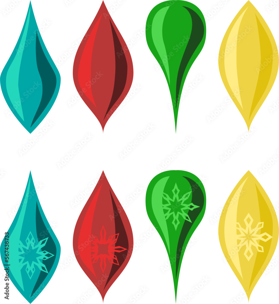 Holiday Christmas Ornaments Set with Snowflakes Illustration