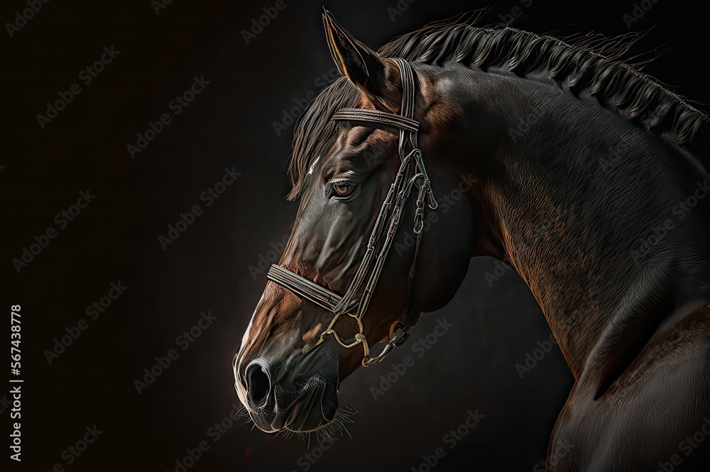 Fototapeta premium Capturing the Beauty of a Horse: A Horse Portrait Photoshoot. Photo AI