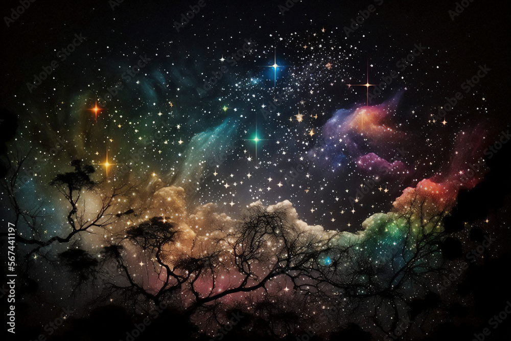 A rainbow of stars illuminating a clear night sky