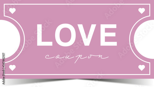 Love coupon. Coupon book for Valentines day. Love night ticket. Best gift for boyfriend. Present for couples. Vector card template in cartoon style