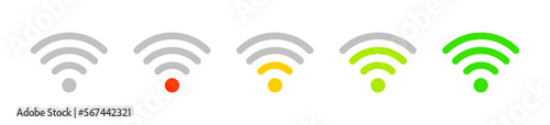 Wifi, Wlan Symbole mit Signalstärke