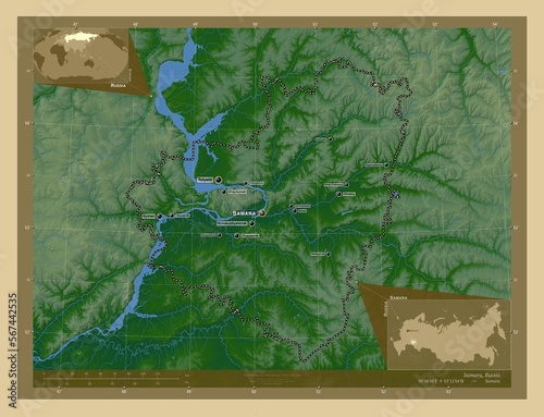 Samara, Russia. Physical. Labelled points of cities photo