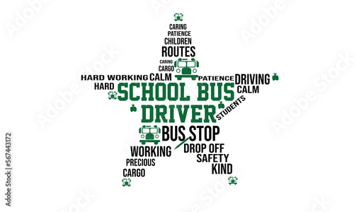 School Bus Word Art Typography T-Shirt Design