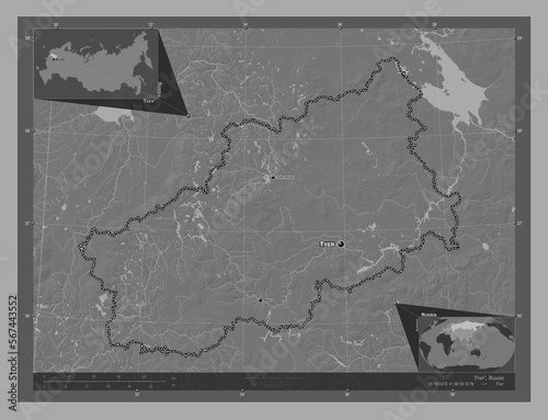 Tver', Russia. Bilevel. Labelled points of cities photo