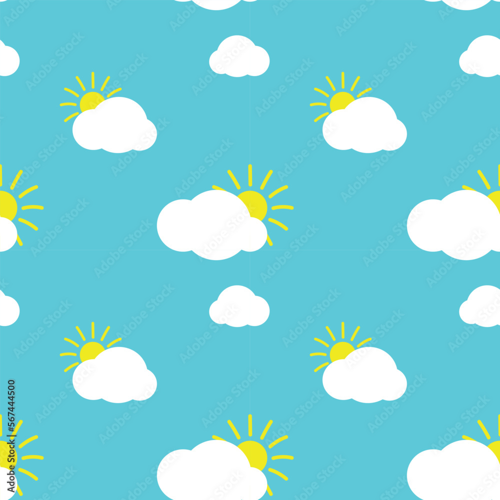 Blue sky and clouds - seamless pattern