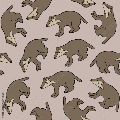 Vector isolated illustration of pattern with wolverines.