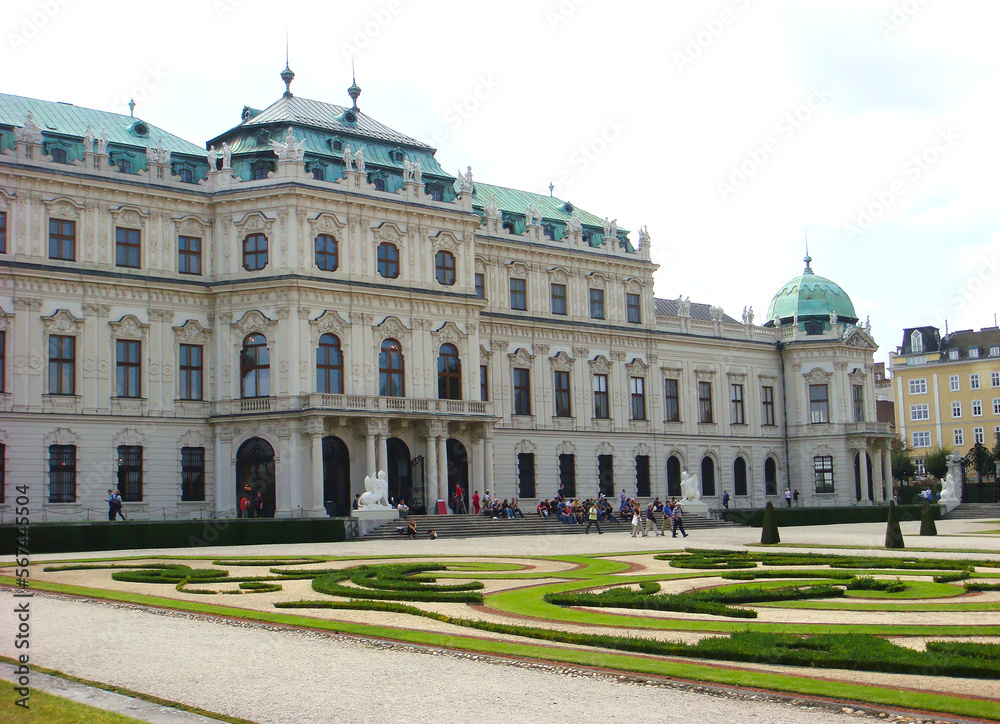 Beautiful view of the palace on a summer day. Belvedere. Vienna. Austria.