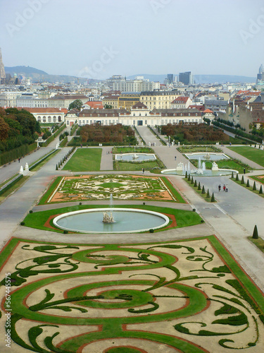 Beautiful view of the city and park on a summer day. Belvedere. Vienna. Austria. photo