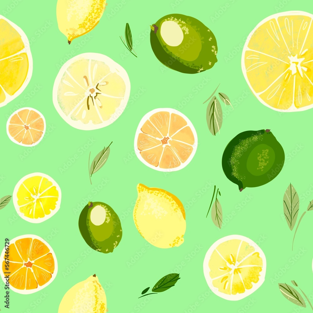 seamless pattern with lemons and oranges 