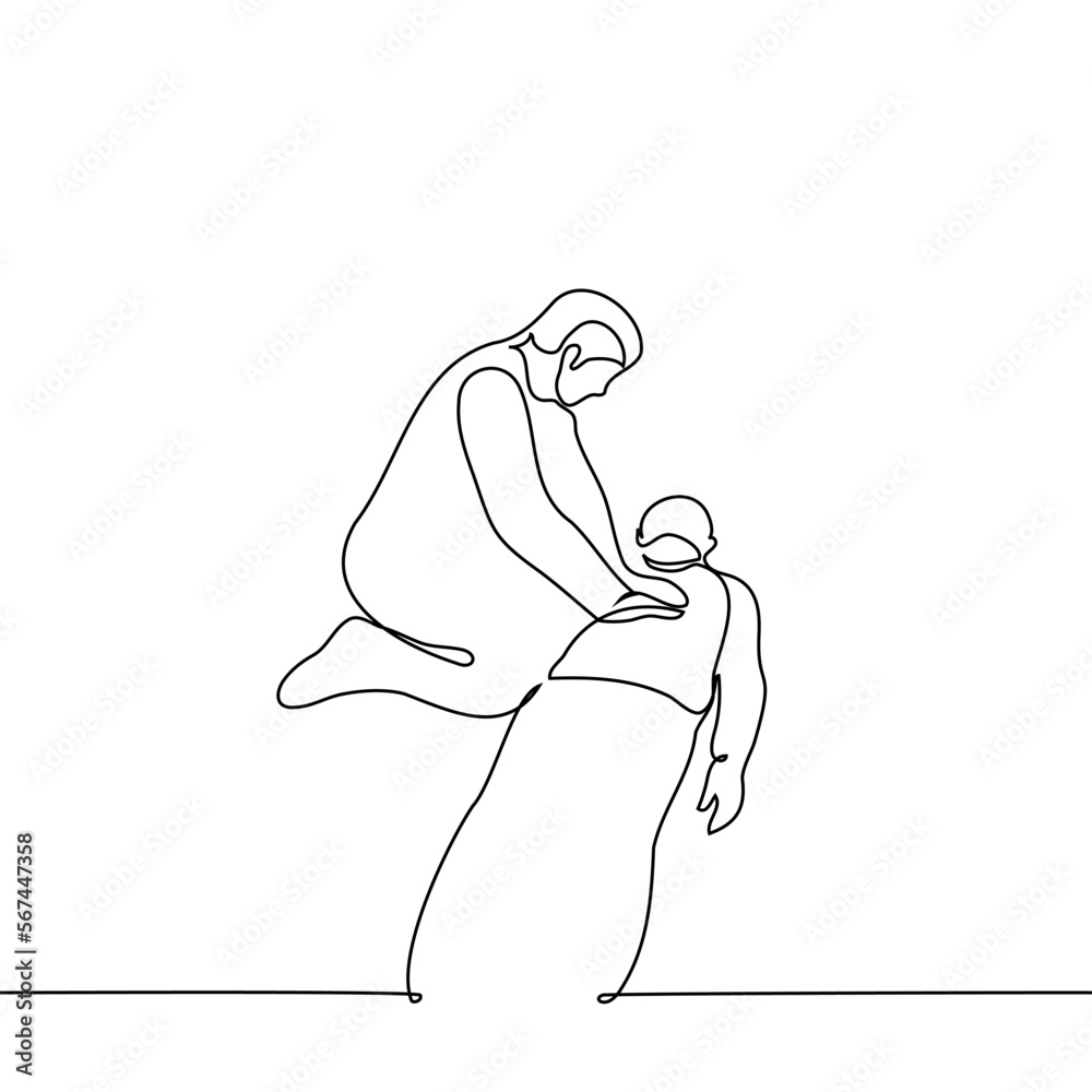 man doing chest compressions to a lying person - one line drawing vector. concept first aid man doing chest compressions to a lying person - one line drawing vector. concept first aid