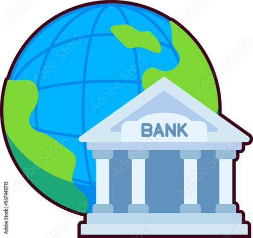 International bank global financial investment business payment world Flat with Black Sticker