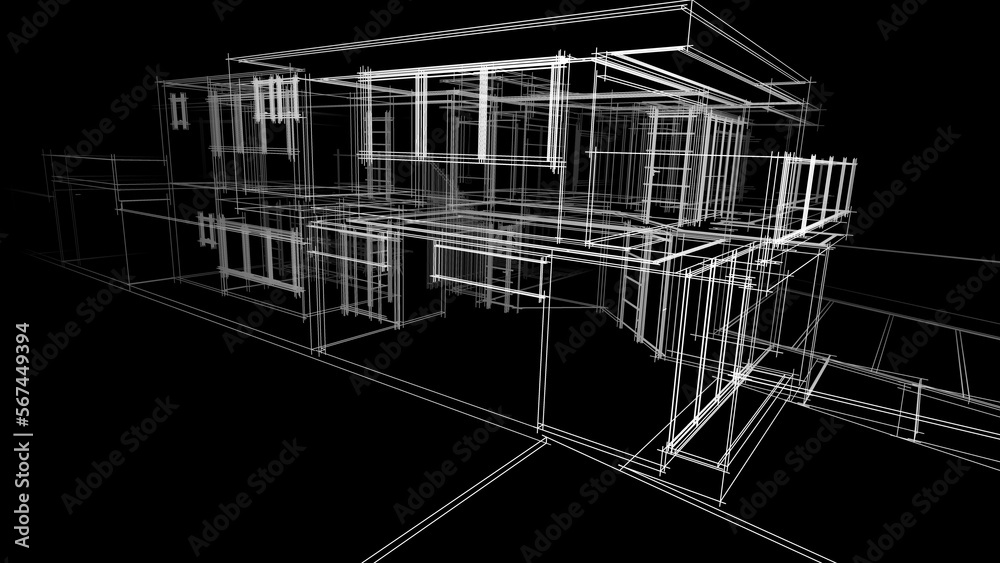 3d rendering of modern house building concept architectural sketch 3d rendering of modern house building concept architectural sketch