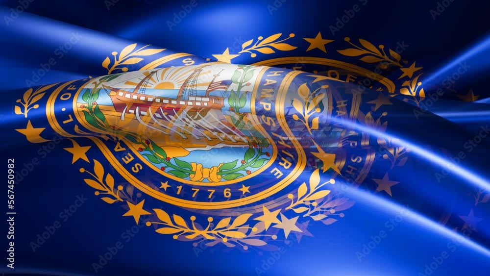 New Hampshire state of United State wave glass background. Calm liquid endless loop animation of USA state