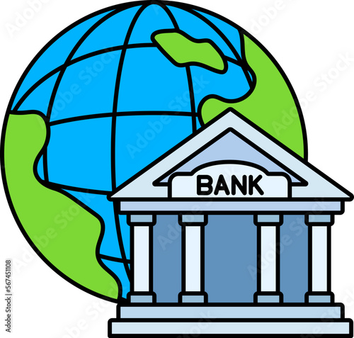 International bank global financial investment business payment world Colored Outline