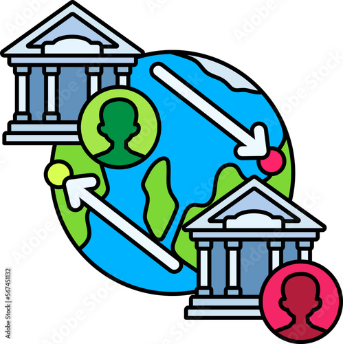 International transfer payment finance bank business money digital Colored Outline