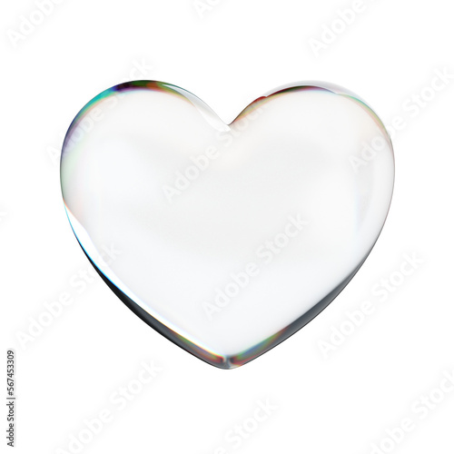 3d transparent glass heart with dispersion
