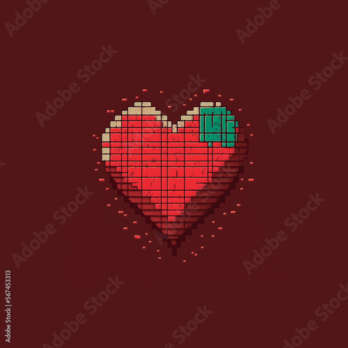 heart illustration with pixel style