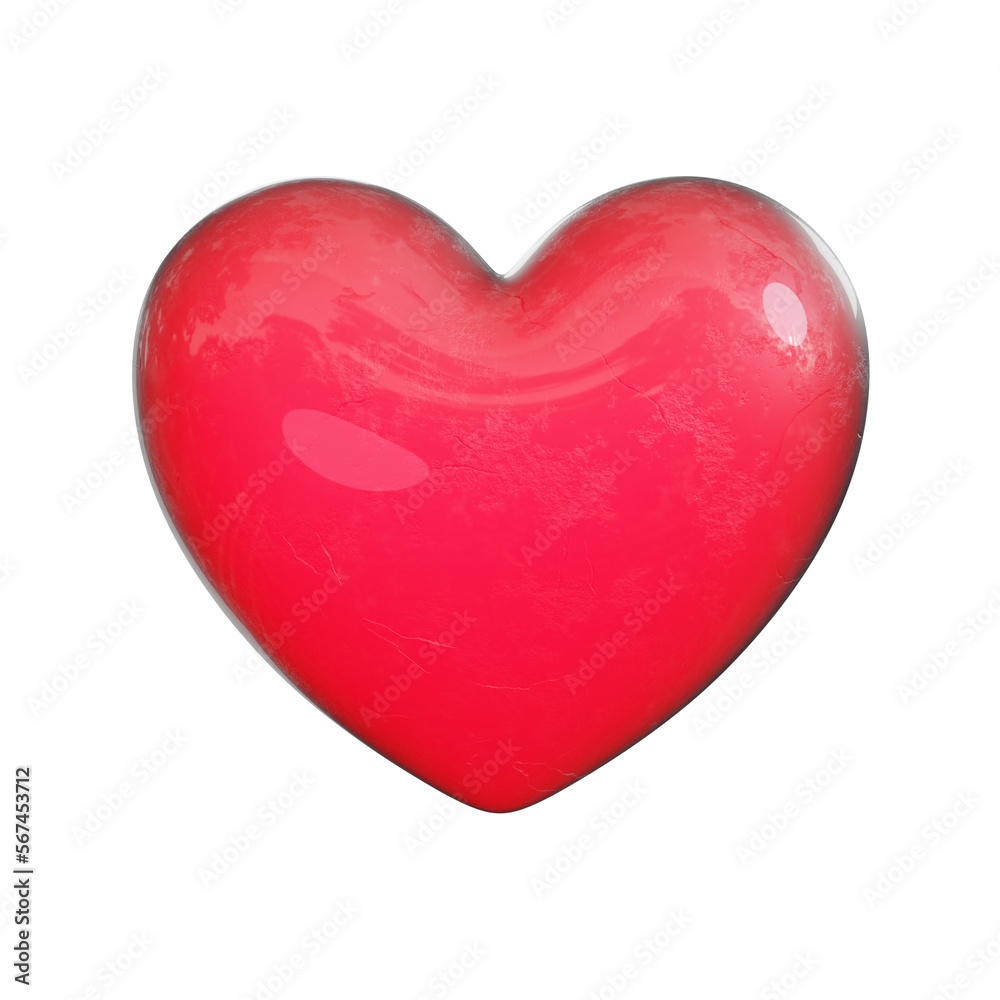 Colorful red heart 3d render