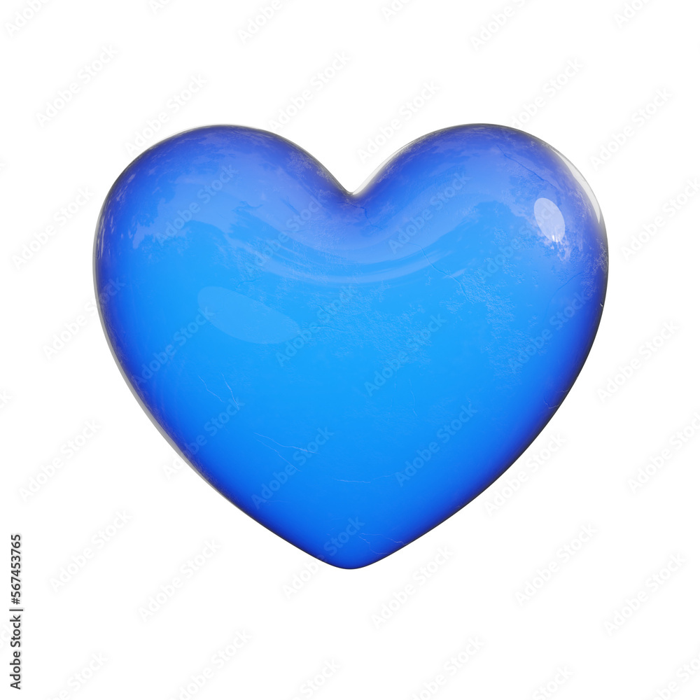 Colorful blue heart 3d render