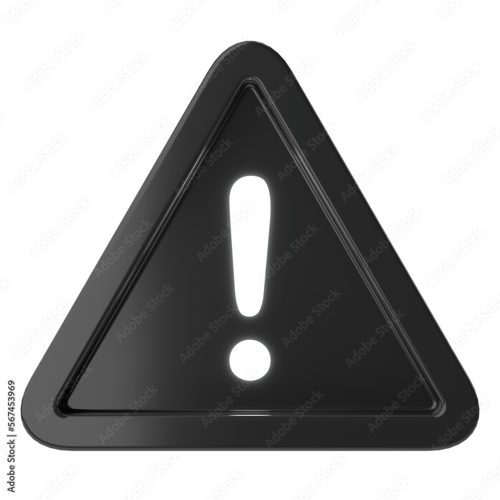 Warning icon. Exclamation mark. 3D illustration. Warning icon. Exclamation mark. 3D illustration.